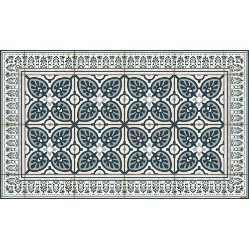 Tapis Vinyle Carreaux de Ciment - Bathilde - Bleu Vintage