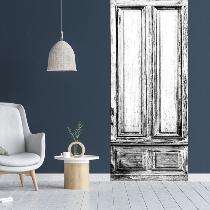 Porte Décorative - Panneau en Bois Noir et Blanc