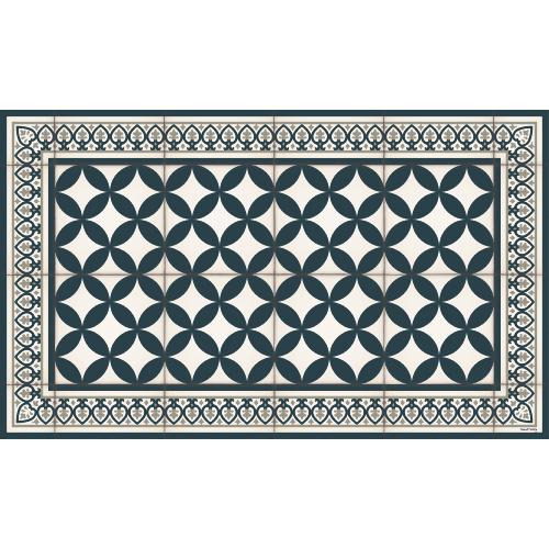 Tapis Vinyle Carreaux de Ciment - Césarine - Bleu Vintage