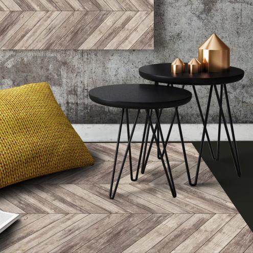 Objet déco motif effet de matière - parquet chevrons : tapis vinyle